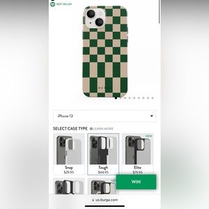 Phone 13 case - green checkered